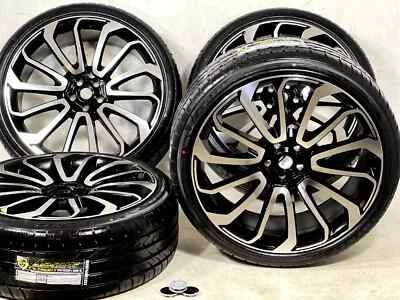 24x10 AUTOBIOGRAPHY WHEELS BLACK MACHINE RIMS TIRES RANGE ROVER HSE SPORT 5x120 - Image 1 of 4