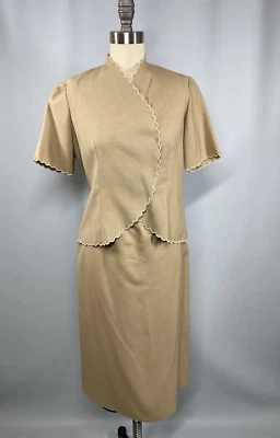 Vestido Vintage OGGEE BY RIZKALLAH Diseñador TALLA 6 PEQUEÑO Manga Corta Tostado Años 70 Foto 1 de 4