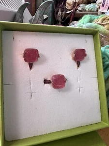 18 K Gold Set Ohrringe Made in Italy. Neuer Labrio Gioielli, rosa Turmalin - Bild 1 von 11