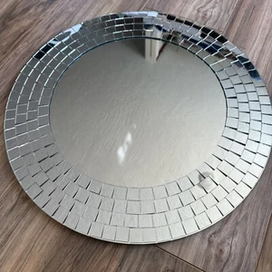 IKEA "TRANBY" ROUND MOSAIC TILE FRAMED WALL MIRROR 19.75in Silver - Picture 1 of 4