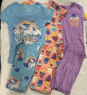 CARTERS GIRLS CUPCAKE/UNICORN/DOTS 6 PIECE SET PAJAMA (MULTI 5)NWT - Image 1 of 4