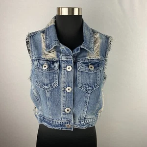 Ashley Stewart Denim Jean Jacket Sleeveless Button Down Kids 12 * - Picture 1 of 7