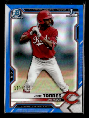 2021 Bowman Draft #BDC-125 Jose Torres Chrome Blue Refractor /150 - Image 1 of 2