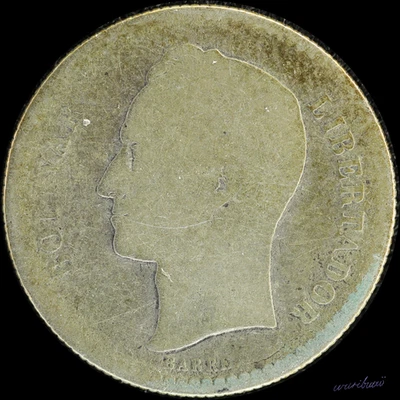 VENEZUELA 1/2 Bolivar (50 Céntimos) 1887 - Extremely Rare Date - Y#21 - VG - Image 1 of 2