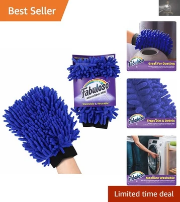 Guante de limpieza de microfibra azul, talla única - sin pelusa y sin arañazos Foto 1 de 4