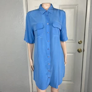 Equipment Mujer Vestido Pequeño 100% Seda Botón Camisa Bolsillos Carrera AA17 - Imagen 1 de 7