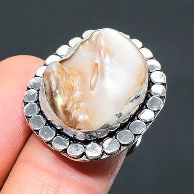 Anillo de joyería decente de plata de ley 925 hecho a mano con piedras preciosas de perlas Biwa 6,5" A884 Foto 1 de 4
