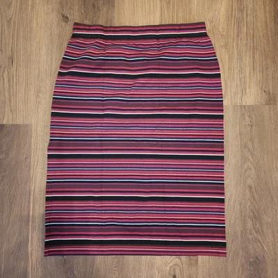 Saia Midi Lápis J Crew Feminina L Elástica Cintura Listrada Algodão - Imagem 1 de 4