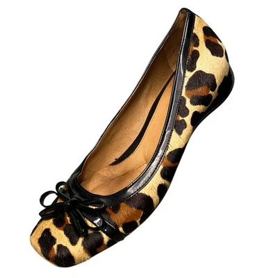 Nurture Leopard Print Ballet Flats Womens 7 Square Toe Faux Hair Comfort Shoes - Image 1 of 4