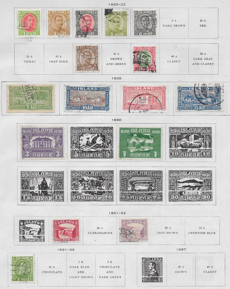 16 estampillas de Islandia de álbum antiguo de calidad 1920-1933 - Imagen 1 de 1