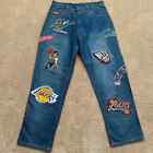 Vintage nba brodé team patch denim jeans