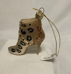 Macy's Holiday Lane High Heel Christmas Ornament Gold & Black w/Glitter - Picture 1 of 6
