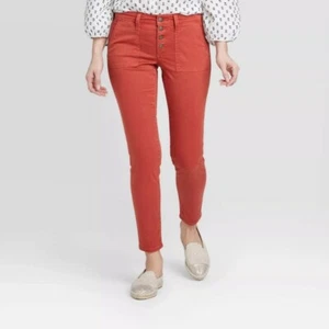 Womens Mid-Rise Ankle Skinny Jeans - Universal Thread - Rust - 14/32R - Picture 1 of 3