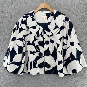 Coldwater Creek Jacket Womens 22 Plus White Floral 3/4 Sleeve Peter Pan Collar - Picture 1 of 11