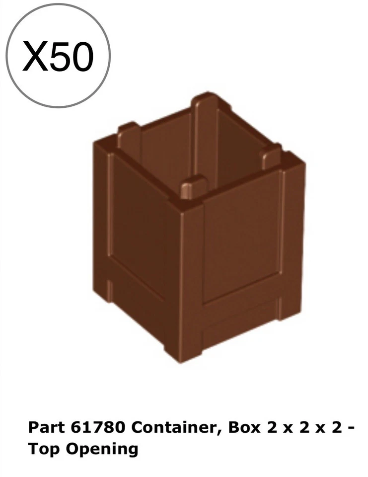 Lego 50 Pieces Reddish Brown Container Box / Trash Can City Street Utensil Parts - Image 1 of 1