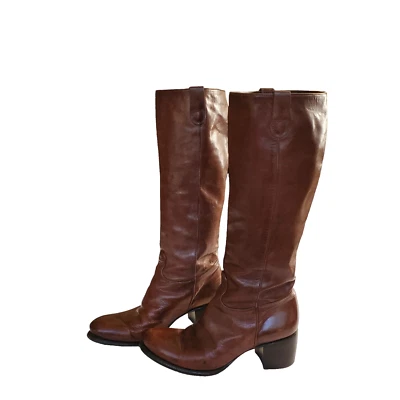 Rocco P. Women's Brown Leather Knee High Riding Boots Size 36.5 US 6.5 Italy  - Image 1 of 4