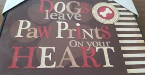 Dogs Leave Paw Prints On Your Heart Box Wall Plaque 12" x 12" (B11) - Picture 1 of 4