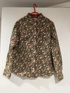 VINTAGE Jones New York Sport Button Up Shirt Floral 100% Cotton Women L Petite - Picture 1 of 3