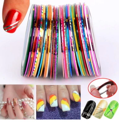 Juego de línea de cinta para rayas de uñas de 15 piezas - pegatinas de decoración de arte en uñas multicolor Foto 1 de 4