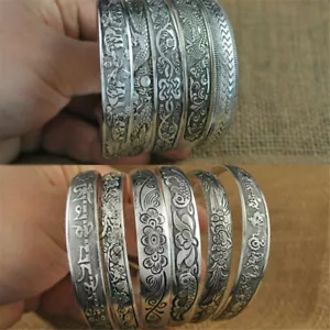 Elephant Tibetan Tibet Silver Totem Bangle Cuff Bracelet Women Retro Jewelry - Picture 1 of 20
