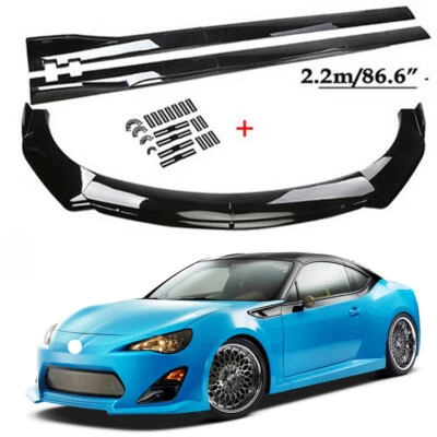 Gloss Black For Scion iM iA iQ Front Lip Chin Bumper Body Kits 86.6" Side Skirt Foto 1 de 4