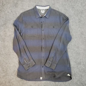 Vans Off The Wall Shirt Men's L Gray Blue Stripes Skater Button - Picture 1 of 14