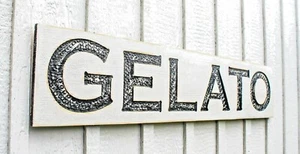 Large Gelato Sign | Carved in a Solid Wood Board | Rustic Italian Kitchen Decor - Picture 1 of 3