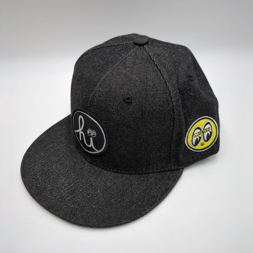 Chapéu Snapback Ajustável Mooneyes x In4mation Hi Hat Preto Denim Look RARO - Imagem 1 de 4