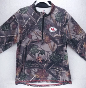 Kansas City Chiefs RealTree Camo 1/4 Zip Pullover Men's SZ L NFL Hunting Fishing - Picture 1 of 10