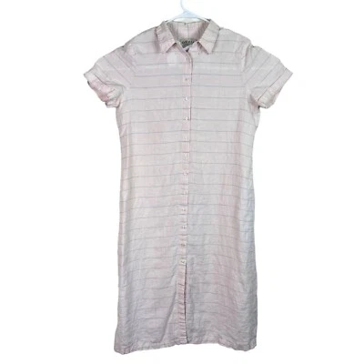 Maxi Vestido De Colección Orvis Lino Botón Delantero Talla 18 Manga Corta Modesto Rosa Pradera Foto 1 de 4