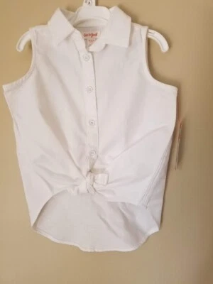 Девочек белый джинсовой ткани галстук спереди рубашка верхний Cat & Jack, размер S (6/6x), хлопок - Изображение 1 из 2
