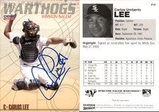 Carlos Lee Signed 2005 Choice Winston-Salem Warthogs #14 Card Auto AU