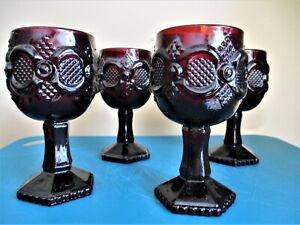 Vintage Avon 1876 Sty Cape Cod Ruby Red Stemmed Cordial Wine Goblet Glass Set  4
