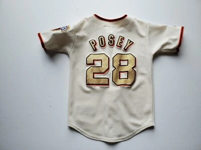 Buster Posey Vintage SF Giants Majestic Jersey Youth S 2010 Ring Ceremony Gold - Image 1 of 4