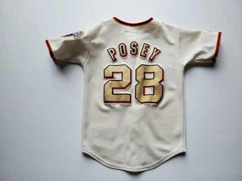 Buster Posey SF Giants Majestic Jersey Youth S Cream 2010 Ring Ceremony Gold Cover