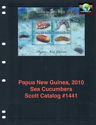 $11.00 Scott Value - 2010 PAPUA NEW GUINEA Sea Cucumbers s/s Pacific MNH NH UMM - Image 1 of 4