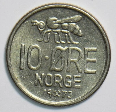 Norway 1973 10 Ore Bee animal 904044 combine shipping - Image 1 of 2
