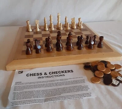 Chess & Checkers Set Cardinal Industries  inlaid  Wood Board & Wood Pieces - Image 1 of 4
