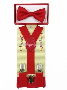New Suspender + Bow Tie Matching Colors Sets for Boys Girls Kids Child Toddler - Picture 1 of 91