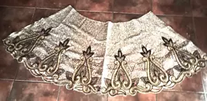 Gonna albero vintage paillettes oro e perline capesante India 1/2 forma luna 62x24 - Foto 1 di 10