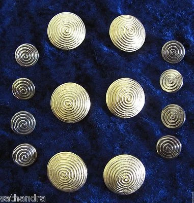 Gold Twist Metal Button 14 Lot Crafs 6 Large 4 Cuff Blazer Replacement Swirl Set - Image 1 of 4