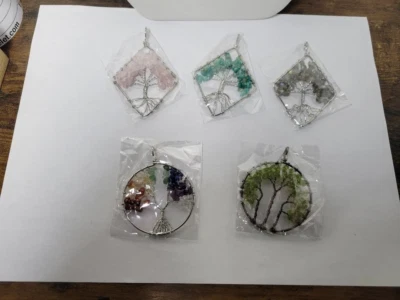 正品宝石生命之树圆形吊坠修复能量 5 件装密封 — 第 1/4 张图片