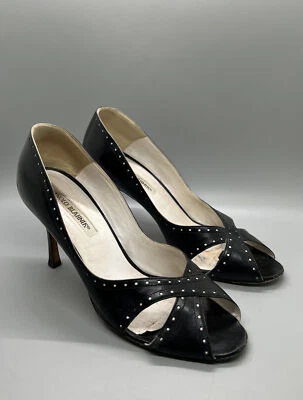 6.5 / 36.5 Manolo Blahnik 滑动露趾凉鞋高跟鞋孔眼 — 第 1/4 张图片