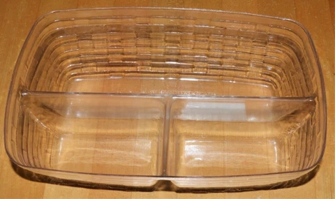 Longaberger vintage PLASTIC RECTANGLE 3 section Basket Liner #45128 11x7x3.25 Cover