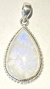 Colgante de plata de ley 925 con piedras preciosas de luna naturales hecho a mano - Imagen 1 de 5