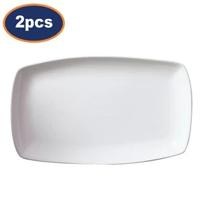 Serving Plate Platter Oblong Porcelain White Dishwasher Microwave Safe 29cm 2Pcs - Picture 1 of 11