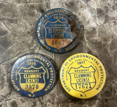 (3) New Jersey Environmental Protection Resident Clamming License 1974, 1976-77 - Image 1 of 2