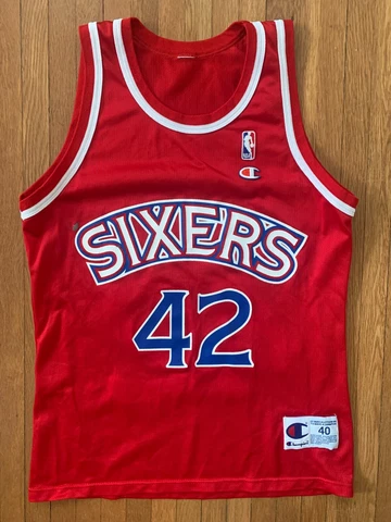Jerry Stackhouse Men's 40 Medium M Philadelphia 76ers Champion NBA Jersey Red Cover