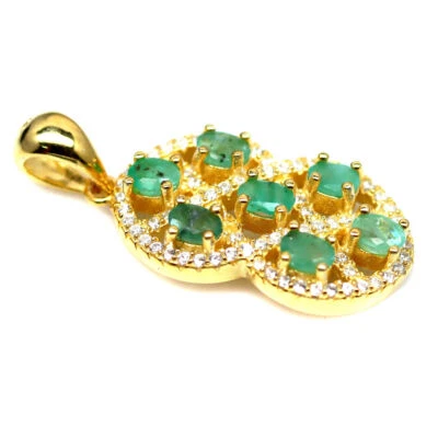 SHOLA Echt Natürlicher Grün Smaragd Anhänger Sterlingsilber N398 - Bild 1 von 3