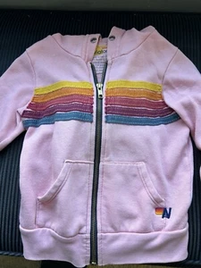 AVIATOR NATION Zip Hoodie Rainbow 5 Stripe Sweatshirt Girls Size 2 - Picture 1 of 4